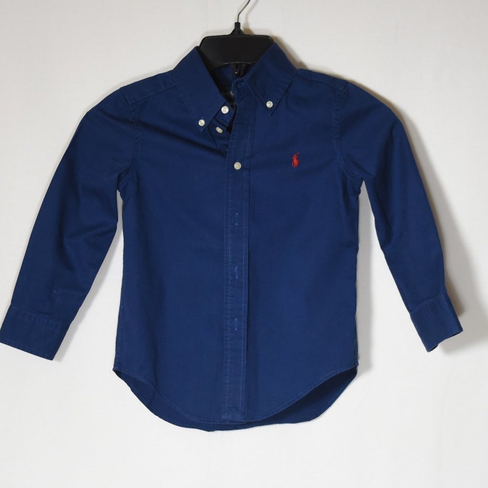 Ralph Lauren Boys Dark Blue Button-down Long Sleeve Shirt.  Size 4